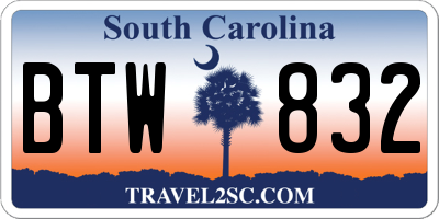 SC license plate BTW832