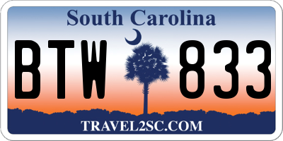 SC license plate BTW833
