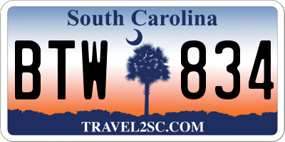 SC license plate BTW834