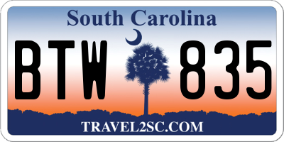 SC license plate BTW835