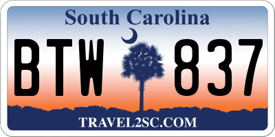 SC license plate BTW837