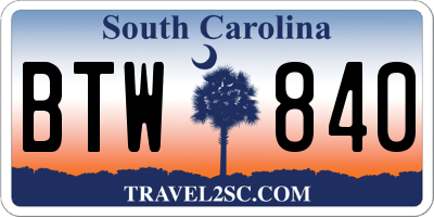 SC license plate BTW840