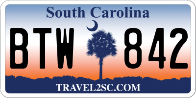 SC license plate BTW842
