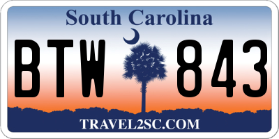 SC license plate BTW843