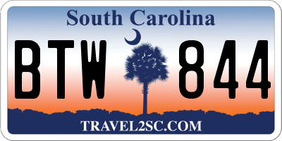 SC license plate BTW844
