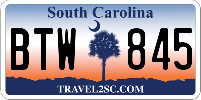 SC license plate BTW845