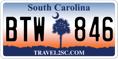 SC license plate BTW846