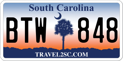 SC license plate BTW848