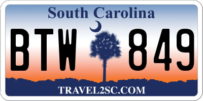SC license plate BTW849