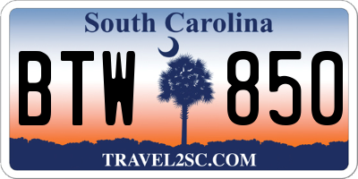 SC license plate BTW850