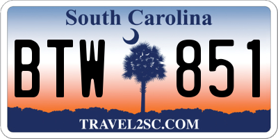 SC license plate BTW851
