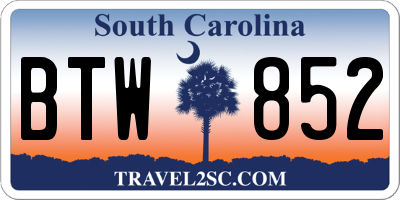 SC license plate BTW852