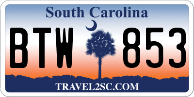 SC license plate BTW853