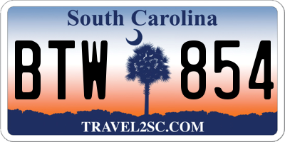SC license plate BTW854