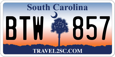 SC license plate BTW857