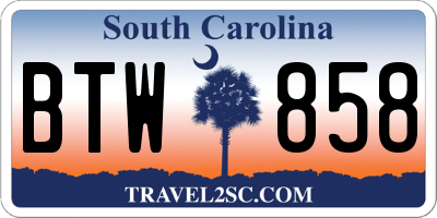 SC license plate BTW858