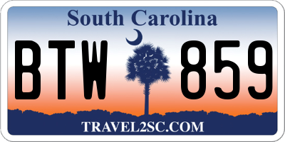 SC license plate BTW859