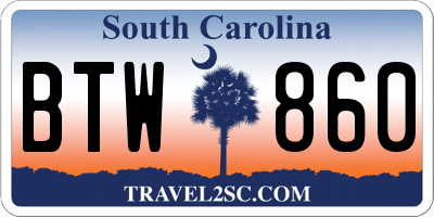 SC license plate BTW860