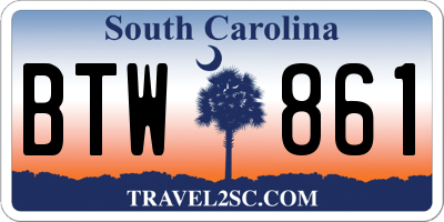 SC license plate BTW861