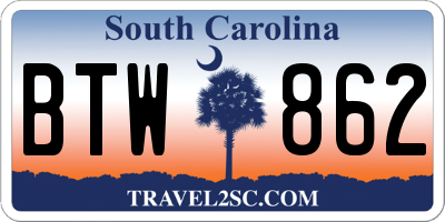 SC license plate BTW862