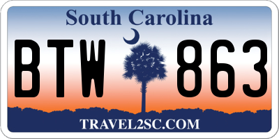 SC license plate BTW863