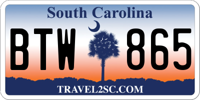 SC license plate BTW865