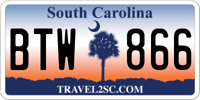 SC license plate BTW866