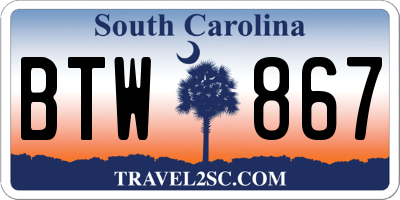 SC license plate BTW867