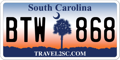 SC license plate BTW868