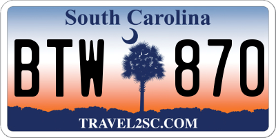 SC license plate BTW870