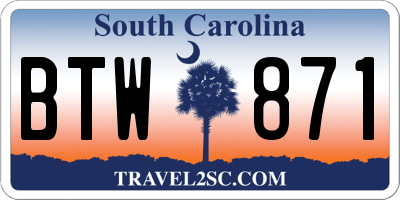SC license plate BTW871