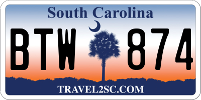 SC license plate BTW874