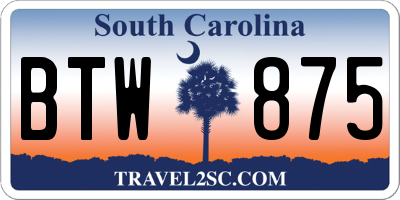 SC license plate BTW875