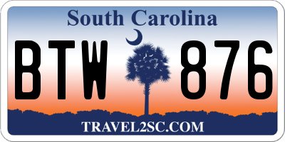SC license plate BTW876