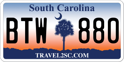 SC license plate BTW880