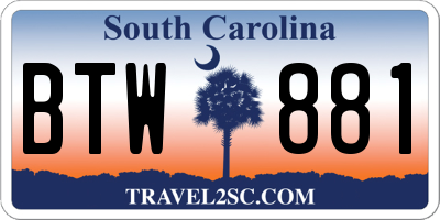 SC license plate BTW881
