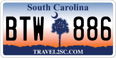 SC license plate BTW886
