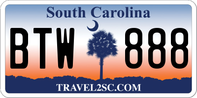 SC license plate BTW888