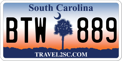 SC license plate BTW889