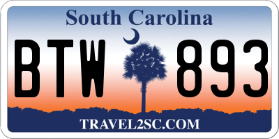 SC license plate BTW893