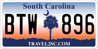 SC license plate BTW896