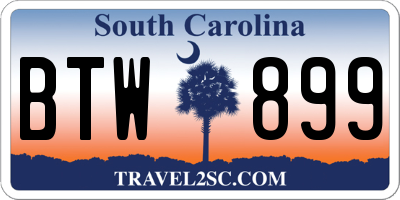 SC license plate BTW899