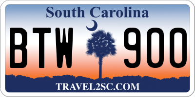 SC license plate BTW900