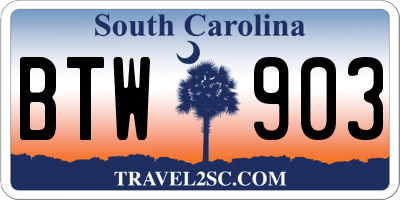 SC license plate BTW903