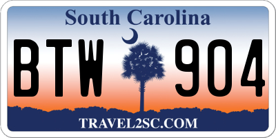 SC license plate BTW904