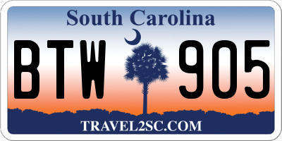SC license plate BTW905