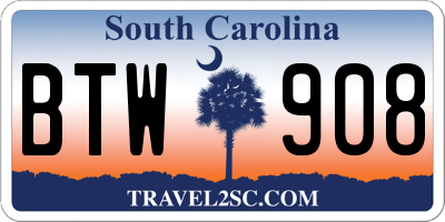 SC license plate BTW908