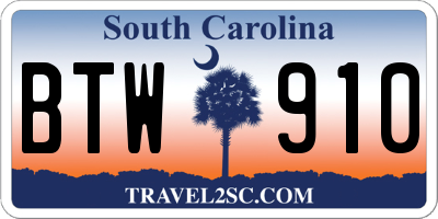 SC license plate BTW910