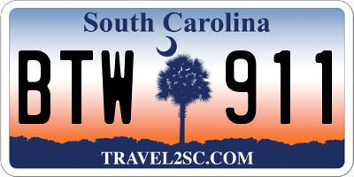 SC license plate BTW911