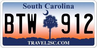 SC license plate BTW912